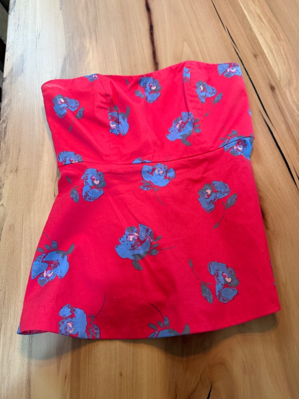 Strapless Hot Pink Floral Peplum Top-
Very cute summer top and comfortable.